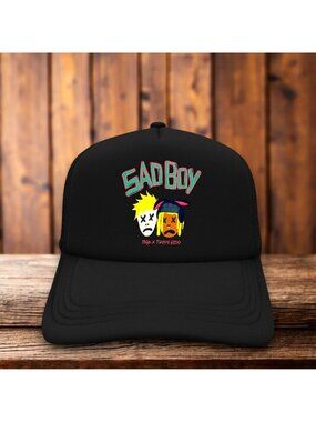 Machine Gun Kelly Trippie Redd Sad Boy Mens Trucker Hat Black Retro Logo